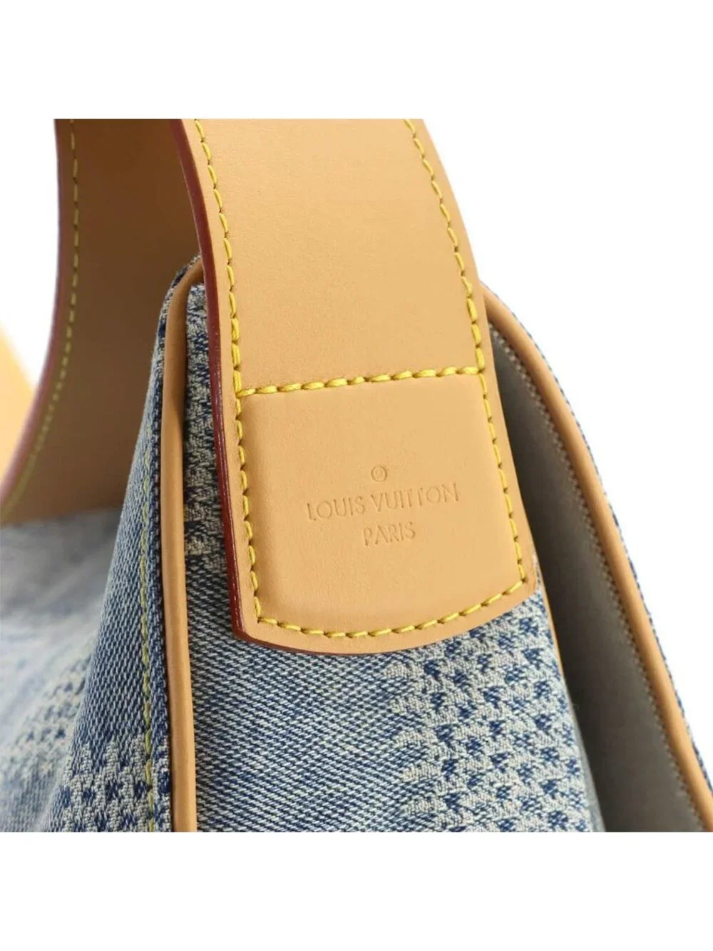 Louis Vuitton Damier Denim Montsouris Messenger MM Shoulder Bag Blue
